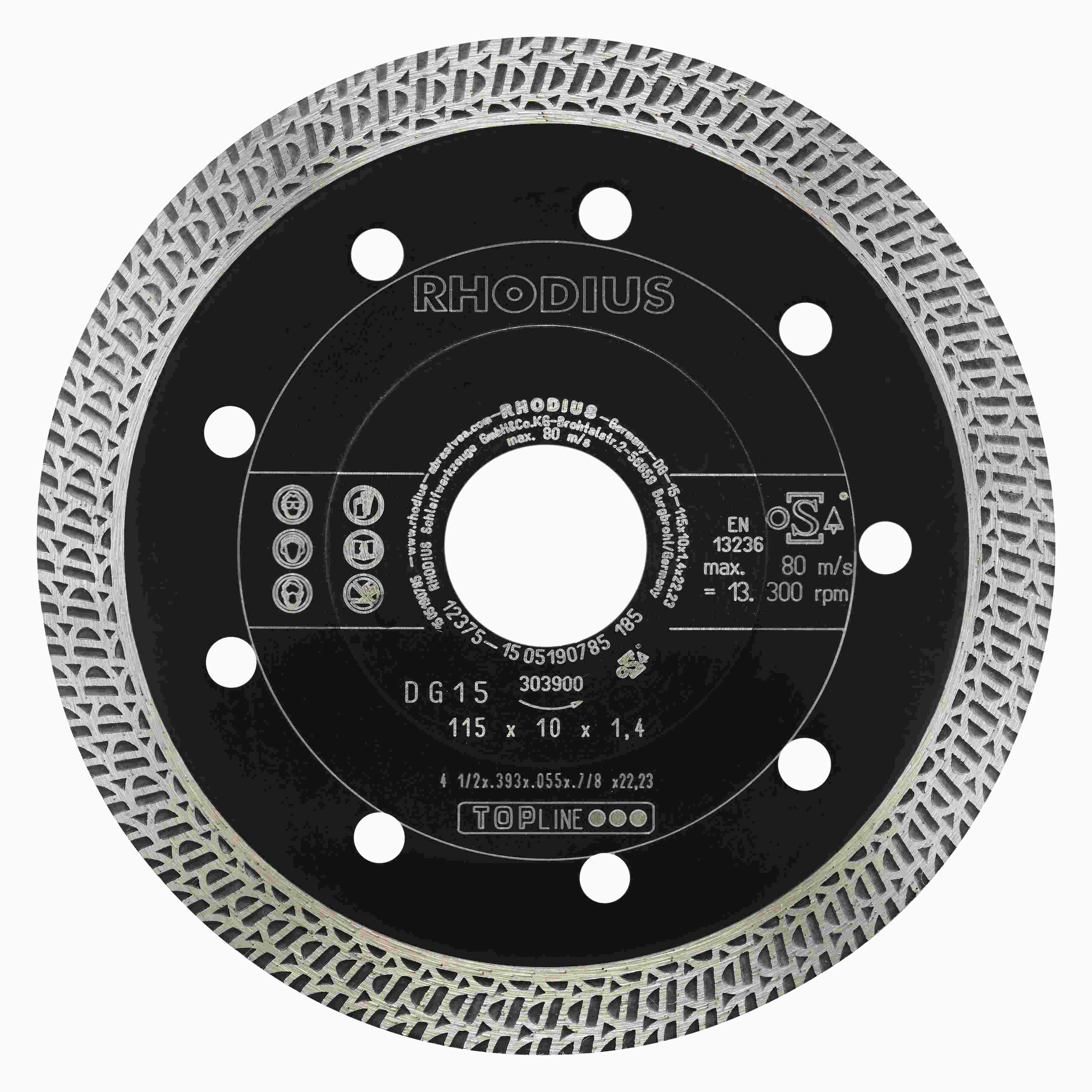 Diamantový kotúč DG15 115x10,0x1,4x22,23 plný segment 