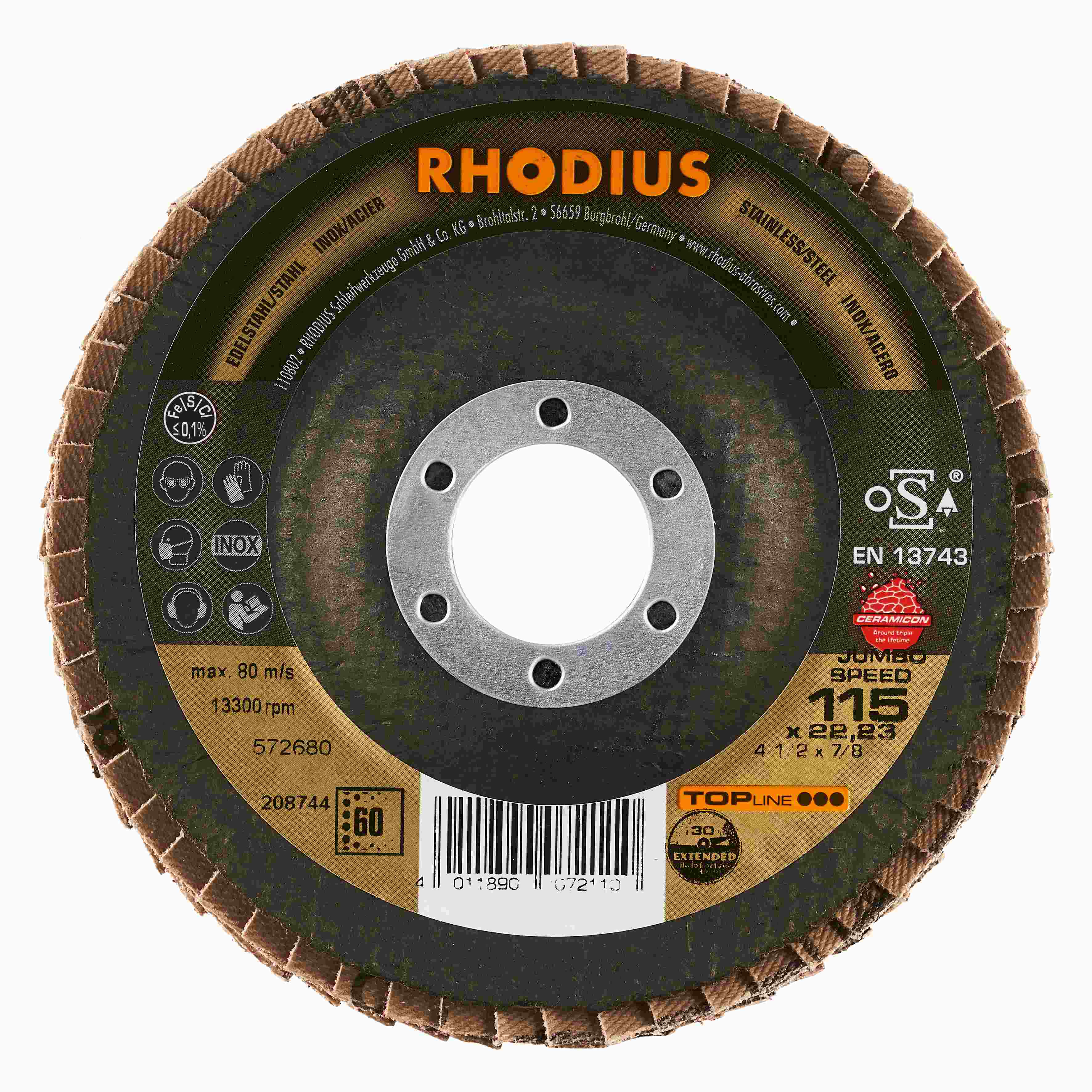 Lamelový kotúč Jumbo Speed Extended 115x22,23 keramické zrno 60