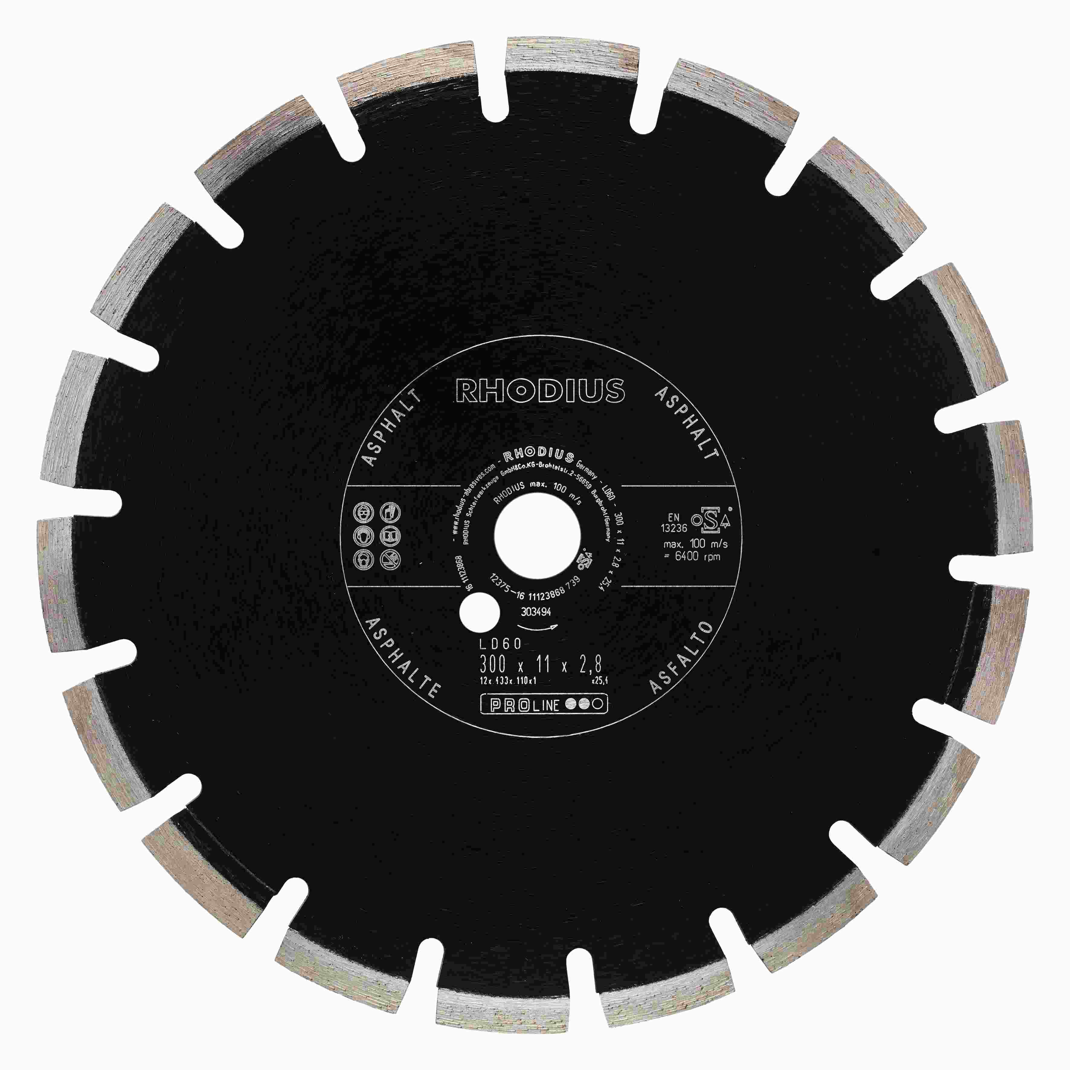 Diamantový kotúč LD60 300x11,0x2,8x25,400 segmentový - unášací otvor 