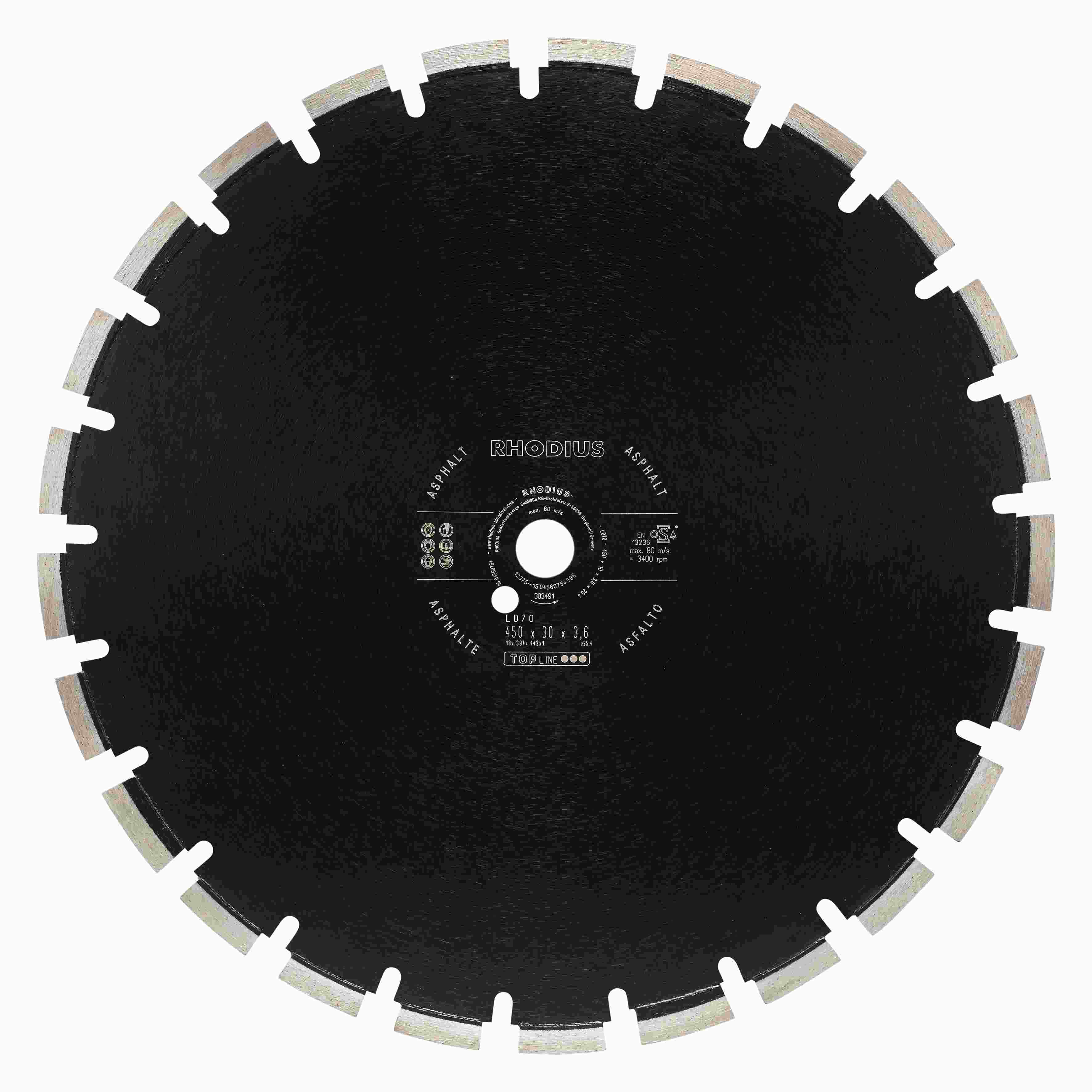 Diamantový kotúč LD70 450x13,0x3,6x25,400 segmentový - unášací otvor 